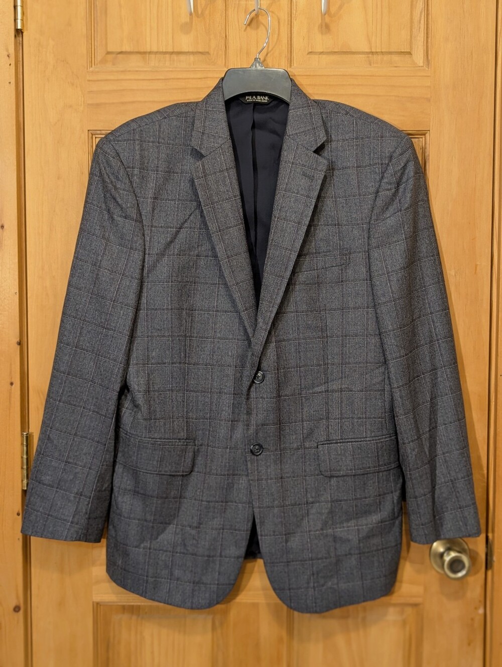 Jos. A. Bank Blazer Traveler's Tailored Fit Wool Gray Black 40R Sports Coat